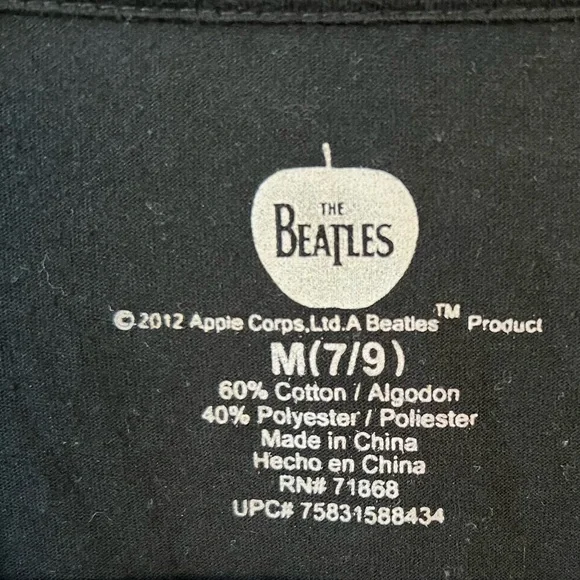 The Beatles Abbey Road Medium Fringe Top Black Cropped Band Tee Boho Rock Shirt - Picture 4 of 4